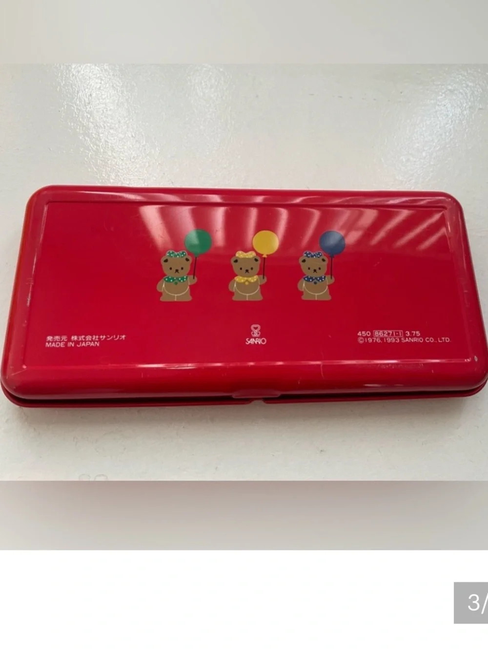 Vintage rare 1993 sanrio hello kitty red tin pencil box case